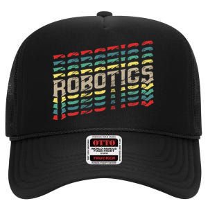 Robotics Robot Builder Engineer Engineering Cyborg High Crown Mesh Back Trucker Hat