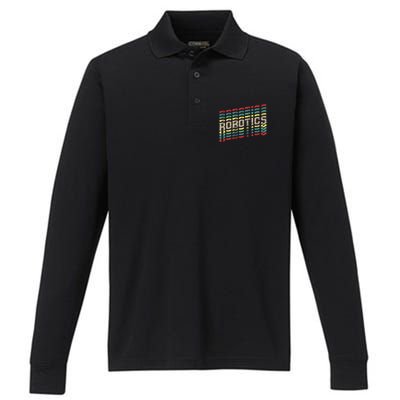 Robotics Robot Builder Engineer Engineering Cyborg Performance Long Sleeve Polo