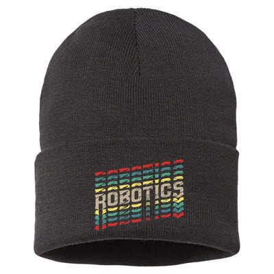 Robotics Robot Builder Engineer Engineering Cyborg Sustainable Knit Beanie
