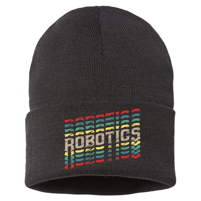 Robotics Robot Builder Engineer Engineering Cyborg Sustainable Knit Beanie