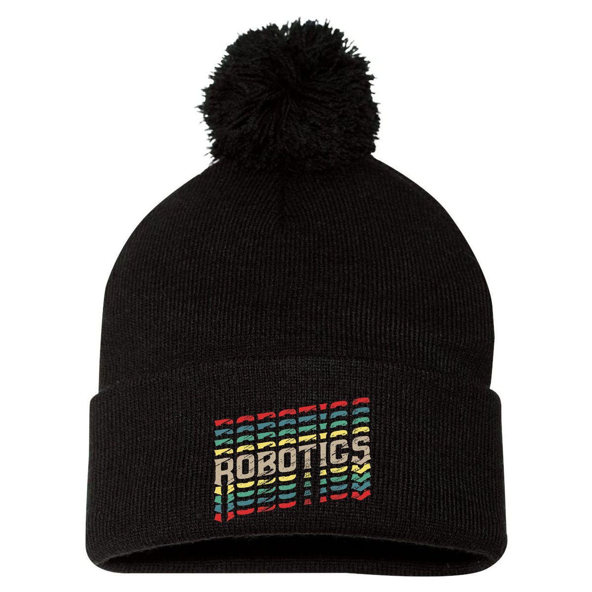 Robotics Robot Builder Engineer Engineering Cyborg Pom Pom 12in Knit Beanie