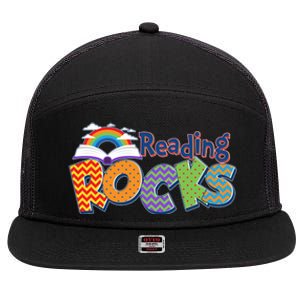 Reading Rocks Book Lover Reading Fan 7 Panel Mesh Trucker Snapback Hat