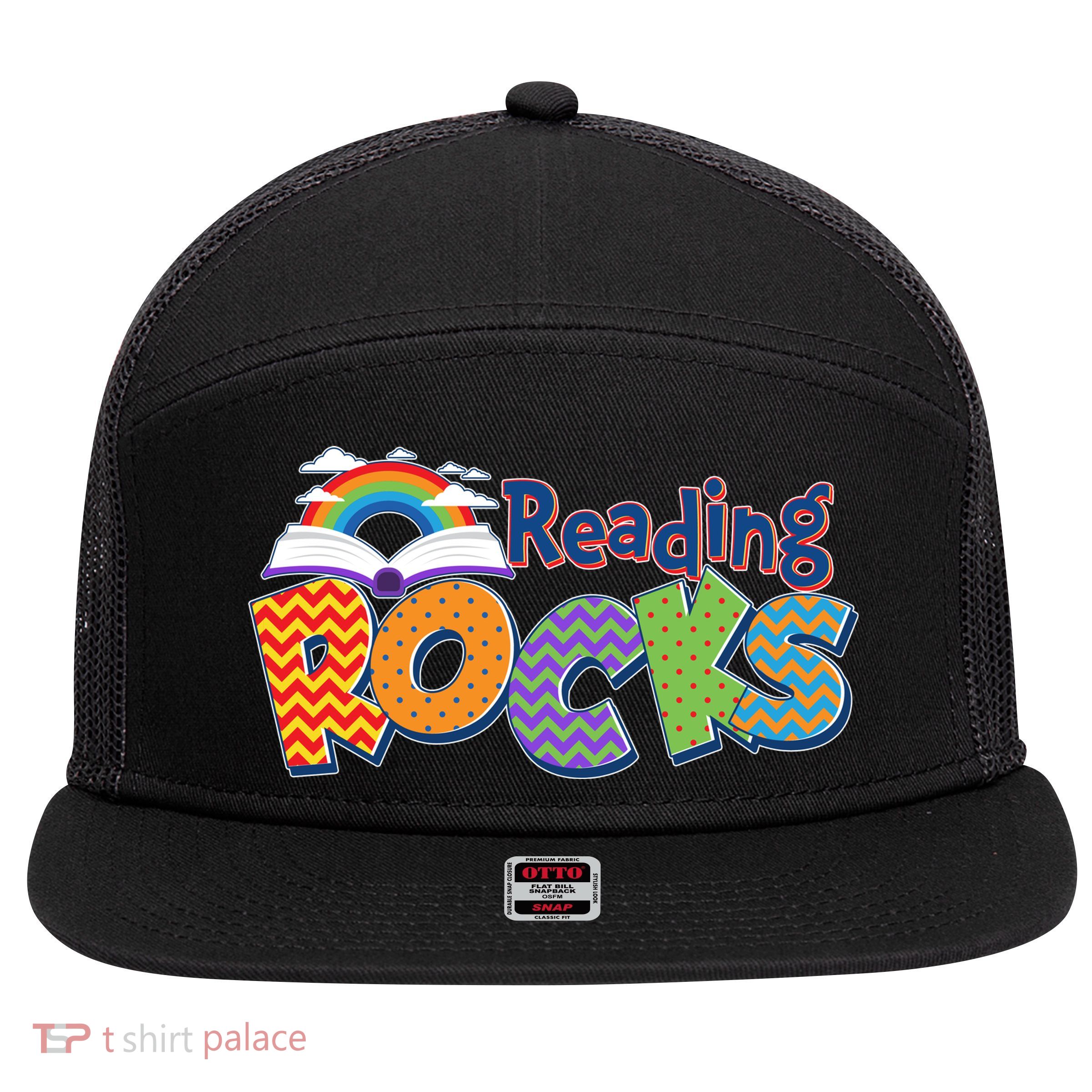 Reading Rocks Book Lover Reading Fan 7 Panel Mesh Trucker Snapback Hat