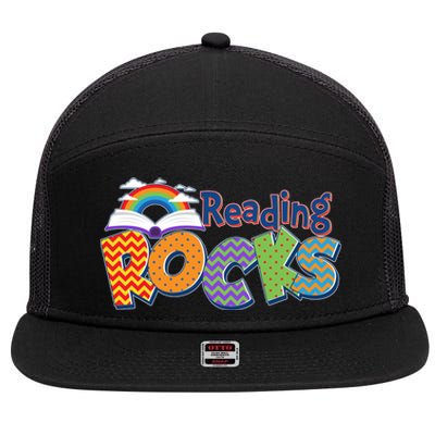 Reading Rocks Book Lover Reading Fan 7 Panel Mesh Trucker Snapback Hat