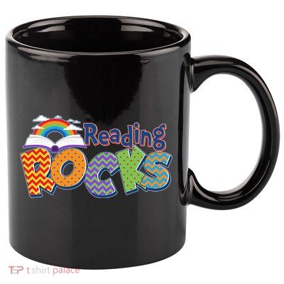 Reading Rocks Book Lover Reading Fan 11oz C Handle Ceramic Mug