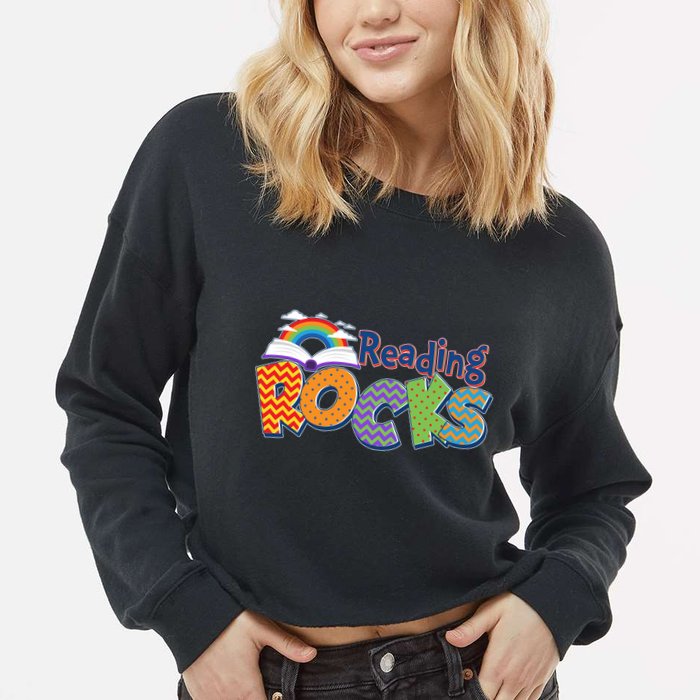 Reading Rocks Book Lover Reading Fan Cropped Pullover Crew