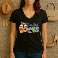 Reading Rocks Book Lover Reading Fan Women's V-Neck T-Shirt