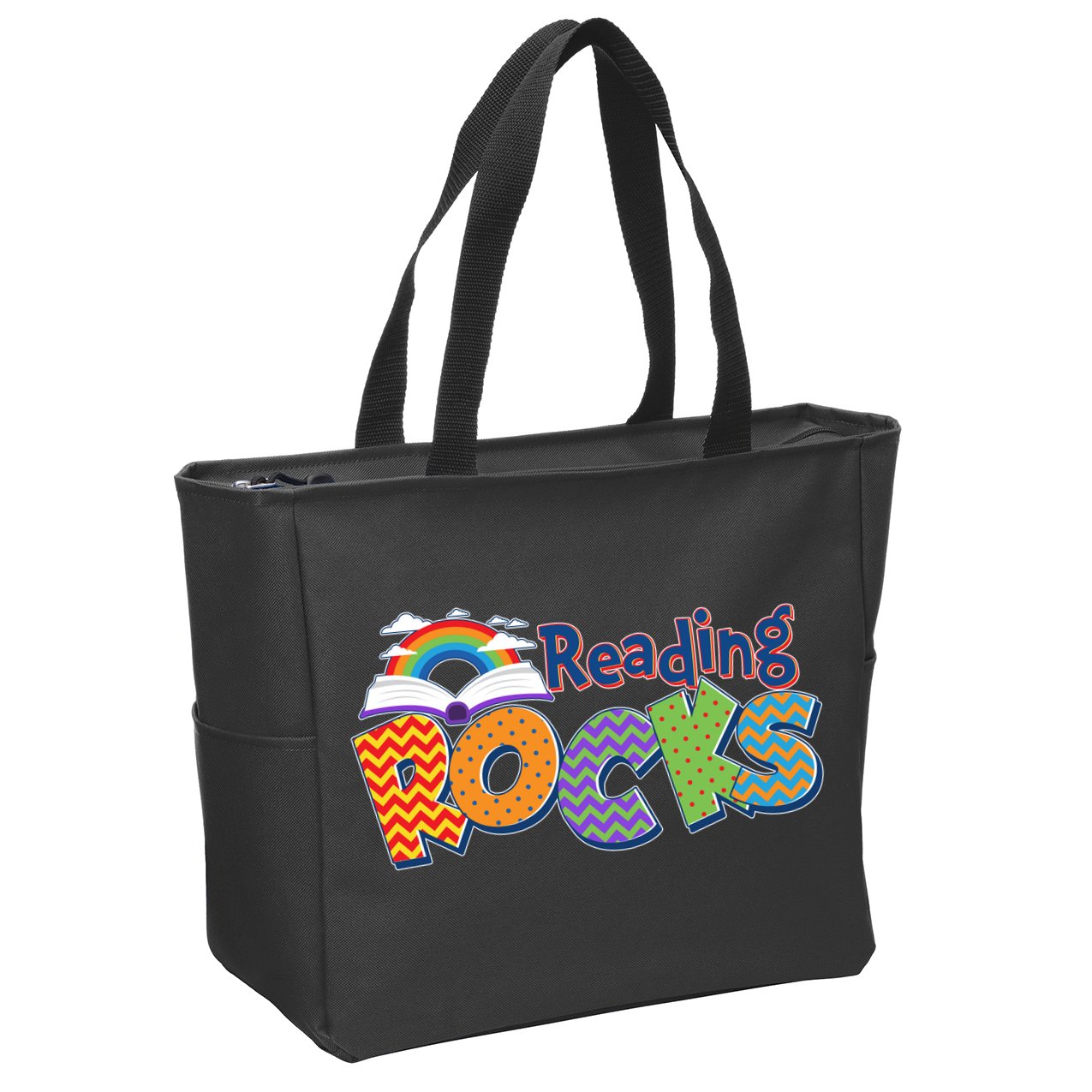 Reading Rocks Book Lover Reading Fan Zip Tote Bag