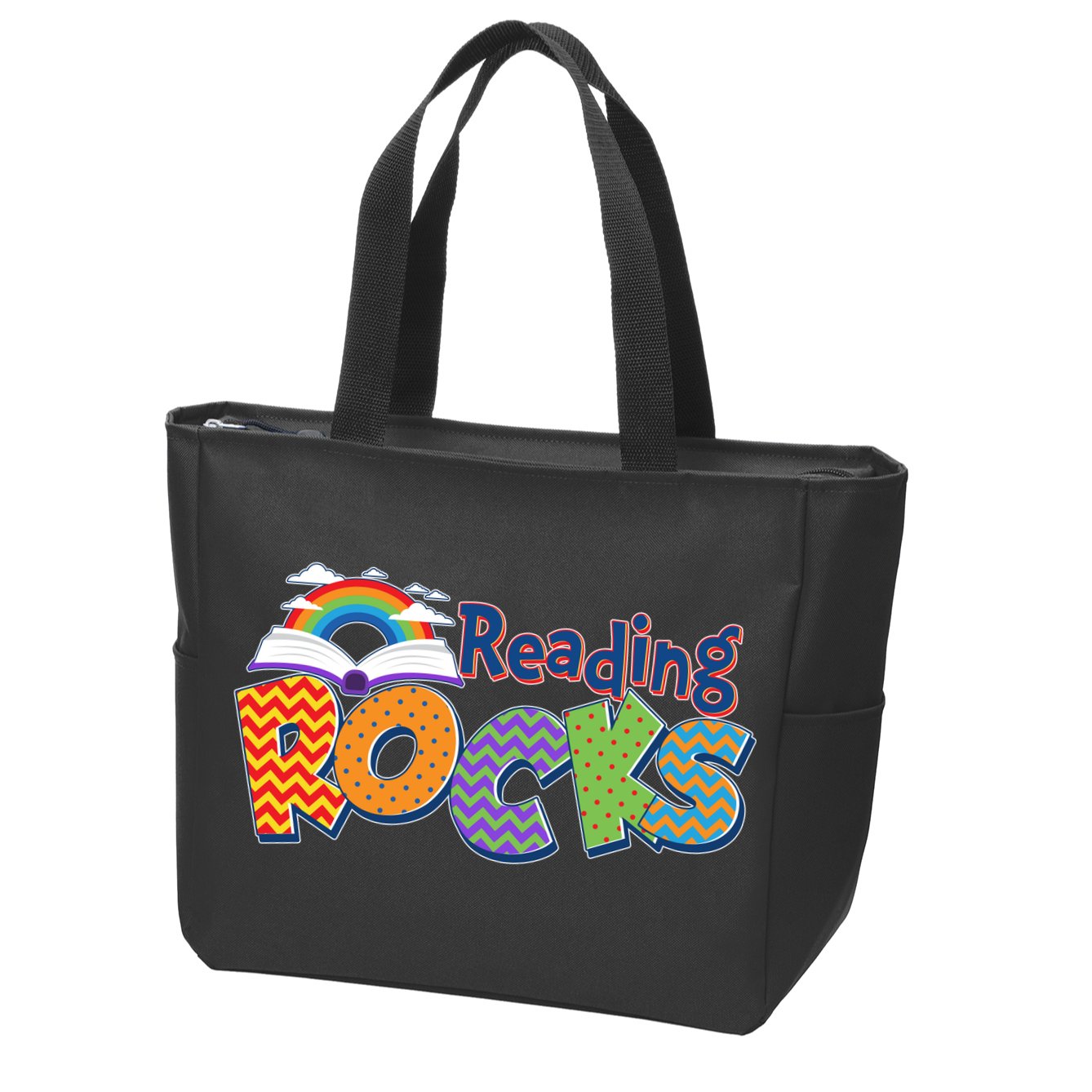 Reading Rocks Book Lover Reading Fan Zip Tote Bag