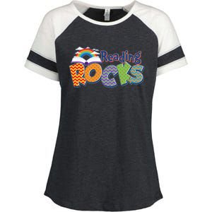 Reading Rocks Book Lover Reading Fan Enza Ladies Jersey Colorblock Tee