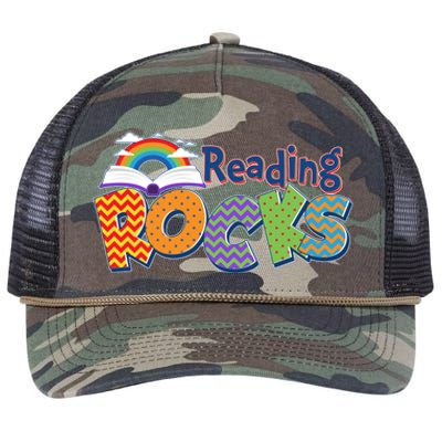 Reading Rocks Book Lover Reading Fan Retro Rope Trucker Hat Cap