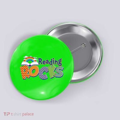 Reading Rocks Book Lover Reading Fan Button