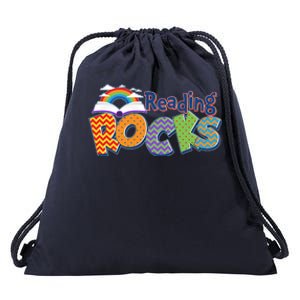 Reading Rocks Book Lover Reading Fan Drawstring Bag