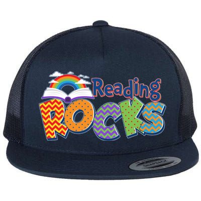 Reading Rocks Book Lover Reading Fan Flat Bill Trucker Hat