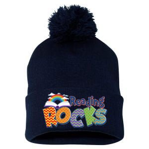 Reading Rocks Book Lover Reading Fan Pom Pom 12in Knit Beanie