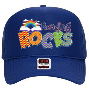 Reading Rocks Book Lover Reading Fan High Crown Mesh Back Trucker Hat