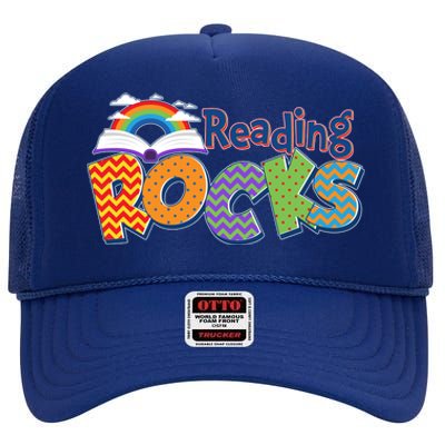 Reading Rocks Book Lover Reading Fan High Crown Mesh Back Trucker Hat