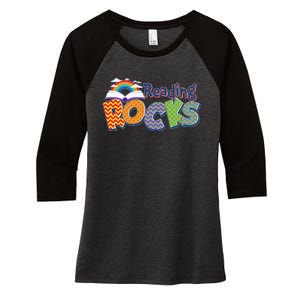 Reading Rocks Book Lover Reading Fan Women's Tri-Blend 3/4-Sleeve Raglan Shirt