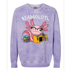 Readsolotl Read Books Lover Axolotl Colorblast Crewneck Sweatshirt