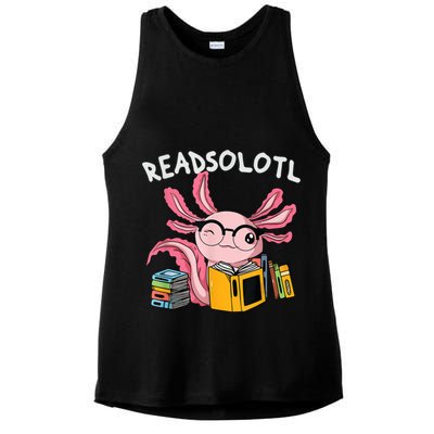 Readsolotl Read Books Lover Axolotl Ladies PosiCharge Tri-Blend Wicking Tank
