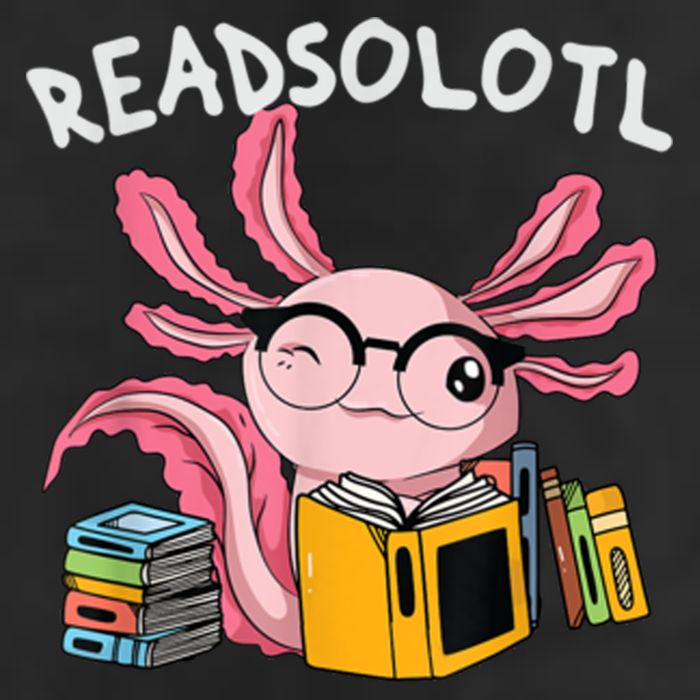 Readsolotl Read Books Lover Axolotl Garment-Dyed Fleece Hoodie