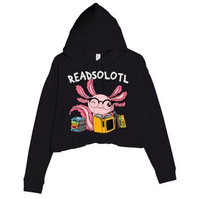 Readsolotl Read Books Lover Axolotl Crop Fleece Hoodie