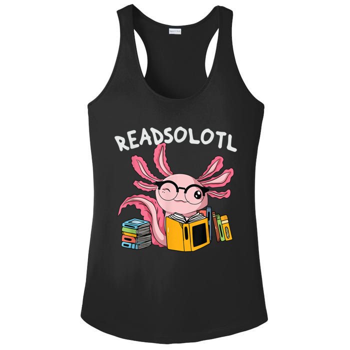 Readsolotl Read Books Lover Axolotl Ladies PosiCharge Competitor Racerback Tank