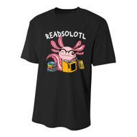 Readsolotl Read Books Lover Axolotl Youth Performance Sprint T-Shirt