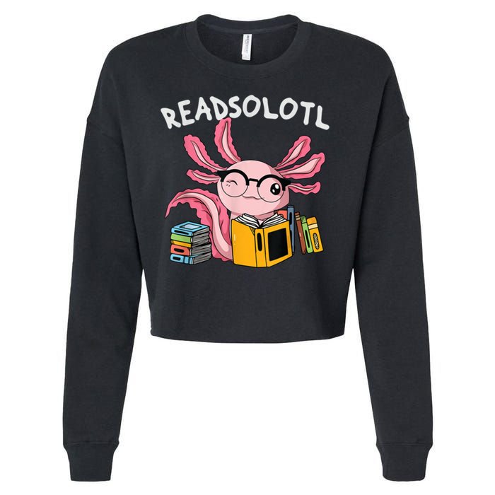Readsolotl Read Books Lover Axolotl Cropped Pullover Crew
