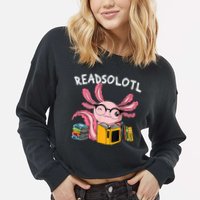 Readsolotl Read Books Lover Axolotl Cropped Pullover Crew