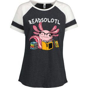 Readsolotl Read Books Lover Axolotl Enza Ladies Jersey Colorblock Tee