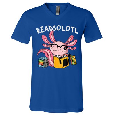 Readsolotl Read Books Lover Axolotl V-Neck T-Shirt