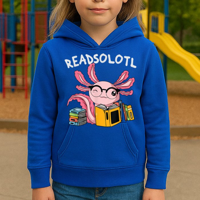 Readsolotl Read Books Lover Axolotl Kids Hoodie