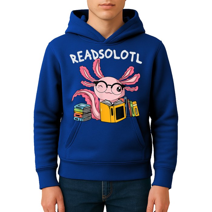 Readsolotl Read Books Lover Axolotl Kids Hoodie