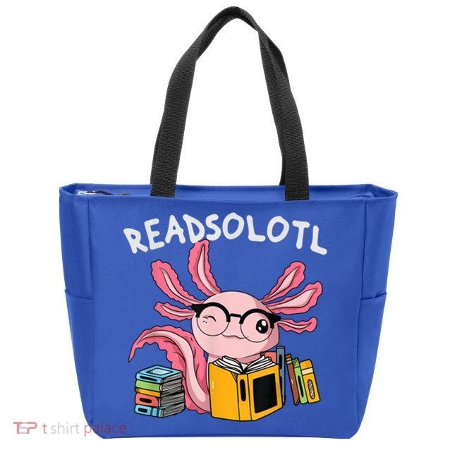 Readsolotl Read Books Lover Axolotl Zip Tote Bag