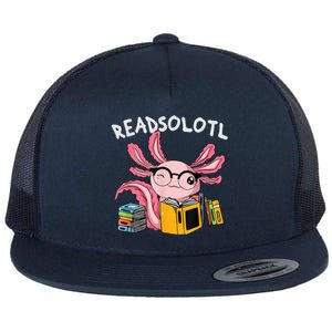 Readsolotl Read Books Lover Axolotl Flat Bill Trucker Hat