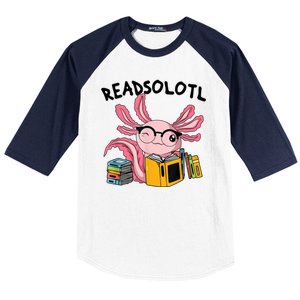 Readsolotl Read Books Lover Axolotl Baseball Sleeve Shirt