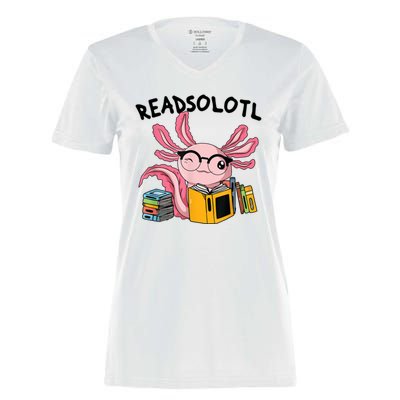 Readsolotl Read Books Lover Axolotl Women's Momentum V-Neck T-Shirt