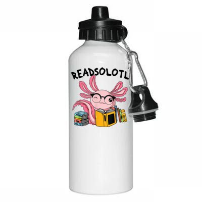 Readsolotl Read Books Lover Axolotl Aluminum Water Bottle 