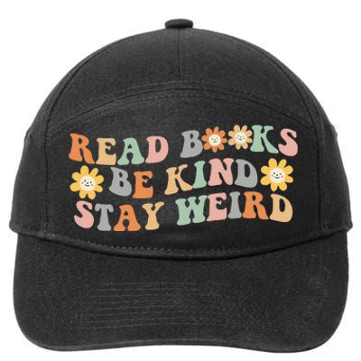 Retro Read Books Be Kind Stay Weird Funny Book Lover Reading 7-Panel Snapback Hat