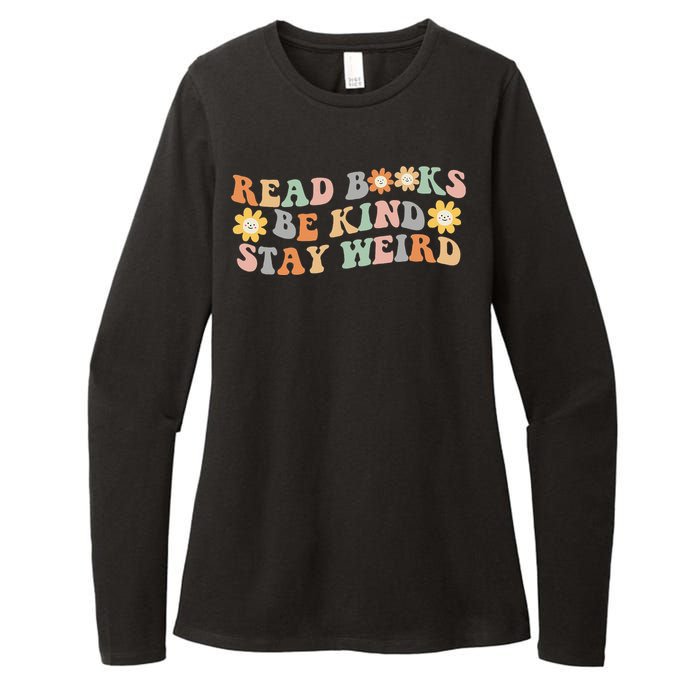 Retro Read Books Be Kind Stay Weird Funny Book Lover Reading Womens CVC Long Sleeve Shirt