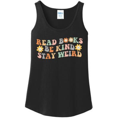 Retro Read Books Be Kind Stay Weird Funny Book Lover Reading Ladies Essential Tank