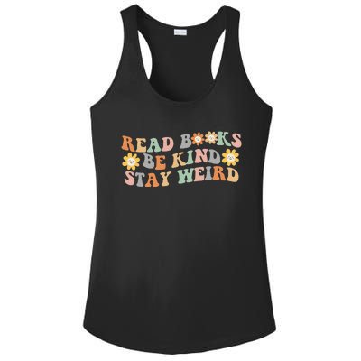 Retro Read Books Be Kind Stay Weird Funny Book Lover Reading Ladies PosiCharge Competitor Racerback Tank