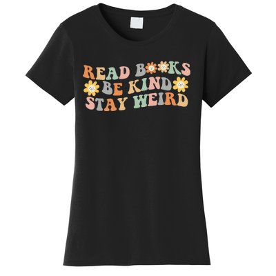 Retro Read Books Be Kind Stay Weird Funny Book Lover Reading Women's T-Shirt