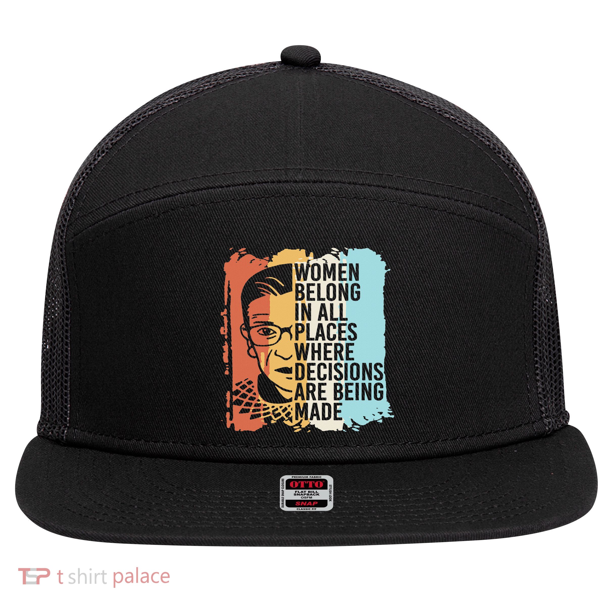 Rbg Ruth Bader Ginsburg Feminist Political Gift 7 Panel Mesh Trucker Snapback Hat