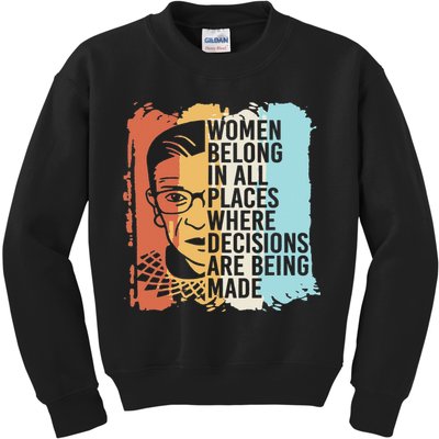 Rbg Ruth Bader Ginsburg Feminist Political Gift Kids Sweatshirt