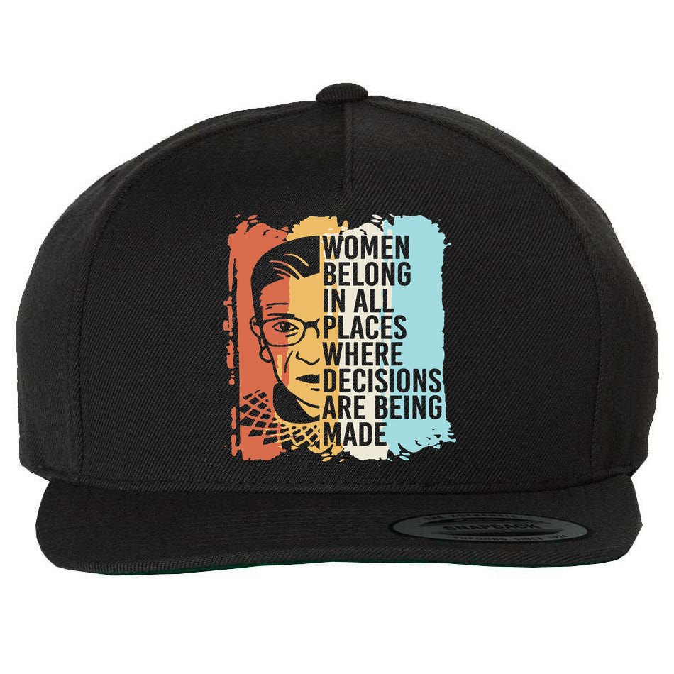 Rbg Ruth Bader Ginsburg Feminist Political Gift Wool Snapback Cap
