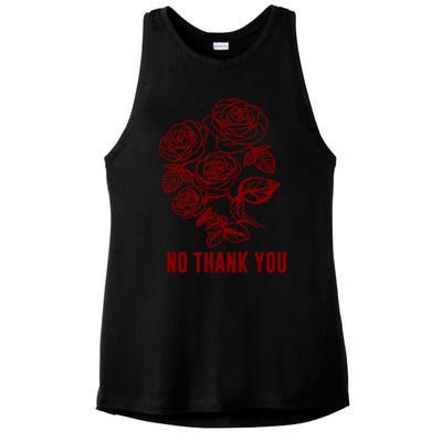 Red Rose Bunch No Thank You Gift Ladies PosiCharge Tri-Blend Wicking Tank