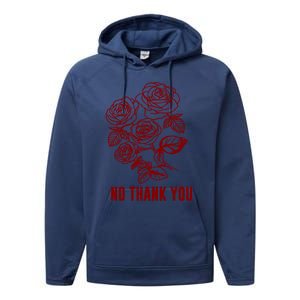 Red Rose Bunch No Thank You Gift Performance Fleece Hoodie