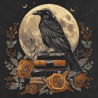 Raven Reading Book Occult Crow Garment-Dyed Fleece Hoodie